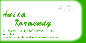 anita kormendy business card